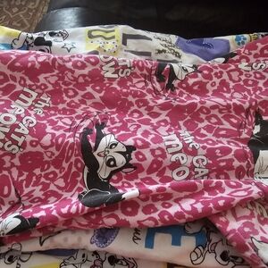 Pink Pussyfoot Cat Print Scrub Top Size 2x- With The Cat's Meow Text